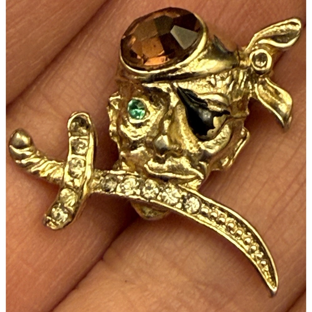 Vintage Pirate Crystal Scatter Pin/ Brooch 1" Rare 1950/1960 Era